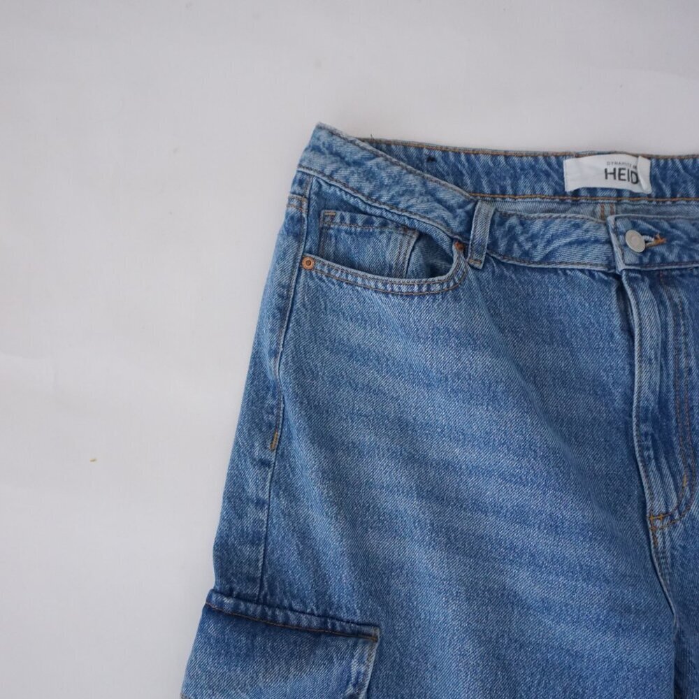 Dynamite Heidi Blue Cargo Pocket Wide Leg Jeans Utility Denim Streetwear 31 - Picture 7 of 14